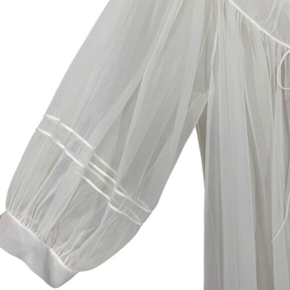 Vintage Shadowline White Nylon Chiffon Robe Large Babydoll Open Front Sleepwear - Picture 4 of 7